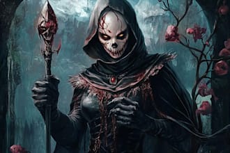 draw scary horror creature and fantasy character concept art