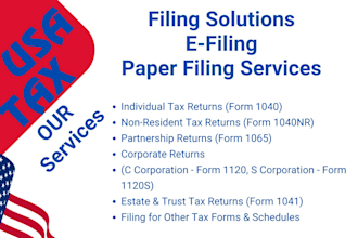 prepare and e file USA tax returns for individuals, llcs, corporations