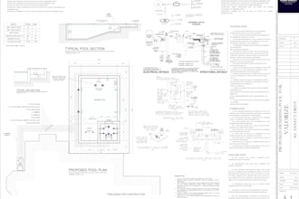 create detailed swimming pool design for permit and construction