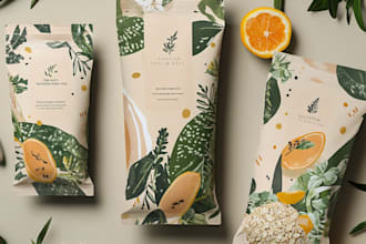 do premium product label, box package, pouch bag design