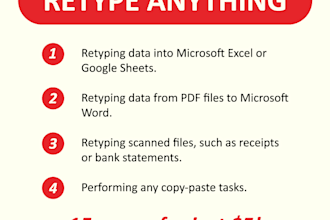 retype documents, scanned files, and data accurately