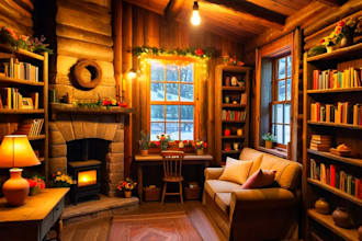 create stunning cozy cabin interior ai generated images for your projects