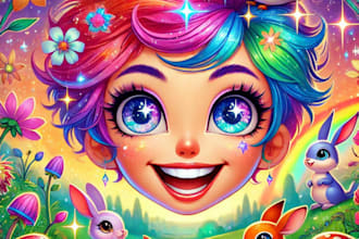 draw beautiful disney character logo and friendship portrait