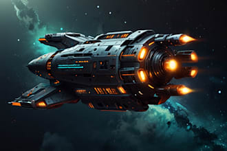 design a spaceship sci fi illustration