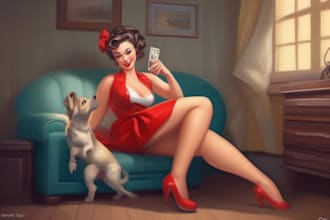 draw a pin up girl and pin up girl art for you