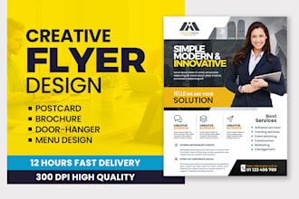 design flyer, brochure, door hanger, postcard, trifold, menu