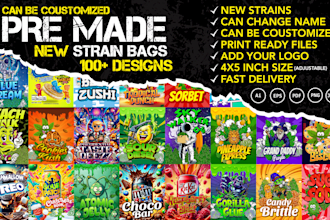 design custom creative weed strain edible packaging labels