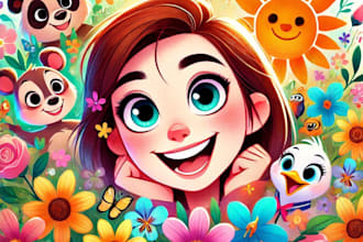 draw beautiful disney character logo and friendship portrait