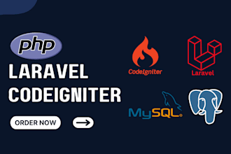 develop PHP laravel or codeigniter apps with mysql or postgresql