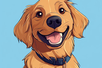 draw cartoon pet portrait in disney style illustration