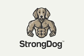 design unique muscular dog logo