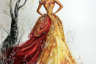draw fashion illustration , sketch , model , artist