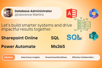 build sharepoint site, microsoft powerapps database app, power automate systems