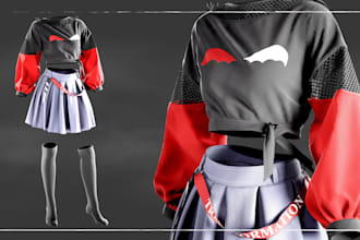 do 3d clothing animated video, 3d suit model, winter coat design and techpack