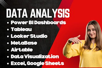 create power bi, tableau, metabase, looker studio dashboards