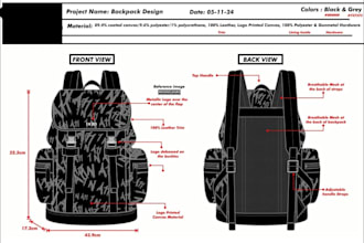 design bag tech pack, handbag design, bag tech pack, tote bag, purse flat sketc