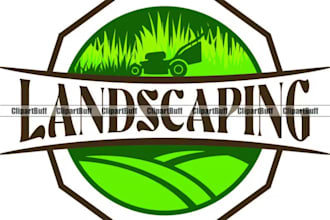 do grass trimming, lawn care, landscape logo