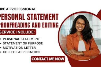 professionally edit and proofread your statement of purpose, personal statement