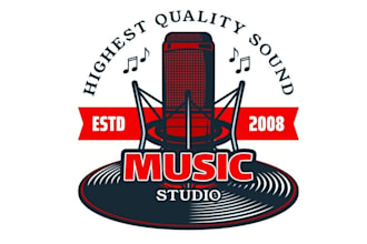make music, band, dj, studio record, radio, and tv logo