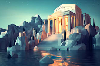 design minecraft style low poly illustration