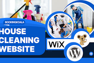 design cleaning service website, office, house cleaning, booking koala website