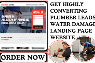 generate plumber leads water damage landing page website