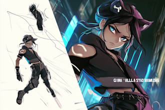 draw anime and game style characters art
