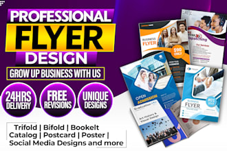 design flyer, bifold, trifold,multipage brochure and business catalog in canva