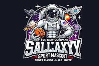 design a galaxy astronaut sport mascot logo for your team or brand