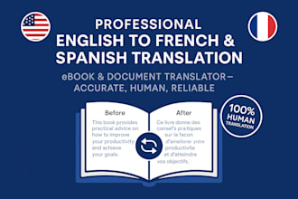 do english to french ebook translation and english to spanish book translation