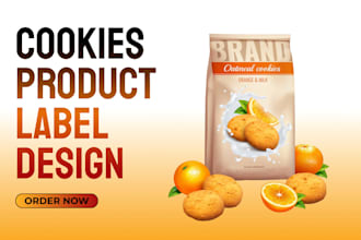create a visually appealing product label design,cookies,snack, biscuit label