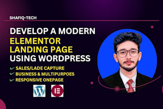 design a stunning elementor landing page or responsive wordpress landing page