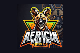 create african wild dog mascot logo with unlimited revisions