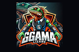 amazing agama lizard esports mascot logo custom design