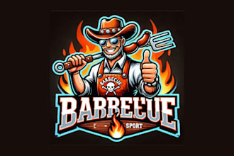 do awesome barbecue esports mascot logo with your creativity