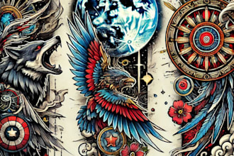 create sleeve tattoo design in geometric style
