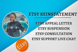 reinstate your suspended etsy account etsy appeal letter etsy store reactivation
