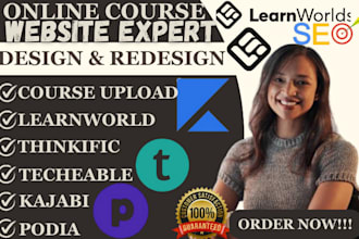 design online course website learnworld thinkific website teachable kajabi podia
