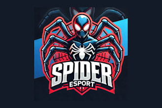 design modern spider esports mascot logo for your company
