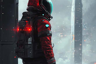 make a sci fi character and sci fi art