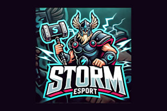 make creative storm esports mascot logo for your business