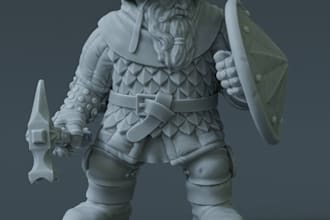 sculpt 3d mini figurine for printing,create stl file from reference,gcode,zbrush