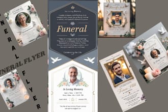 design funeral flyer, obituary program and church flyer