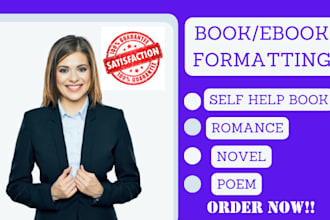 format, design poetry book, poem, non fiction book formatting, novel, self help