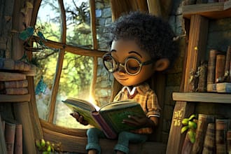 design children story, book illustration, anime drawing