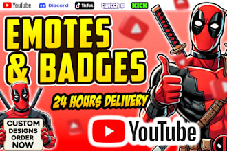 design emotes and badges for youtube membership  tiktok twitch discord channel
