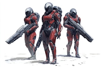 draw a sci fi character illustration or sci fi character