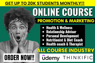 do online course promotion udemy course, thinkific marketing course sales funnel