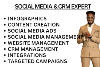 social media manager for real estate, insurance, fitness coach gym CRM marketing
