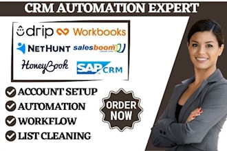 setup salesboom nethunt crm twillo flex sap crm drip honeybook automation crm va